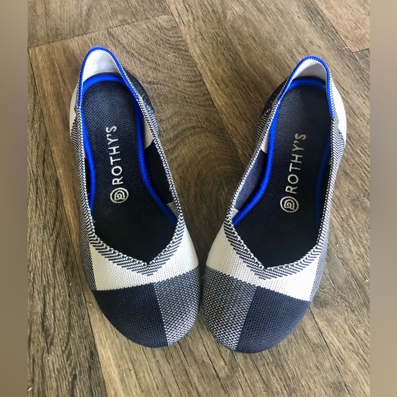 Rothy’s Captoe Black and White Woven Flats - Sz 9 - Retired Color - Picture 1 of 6